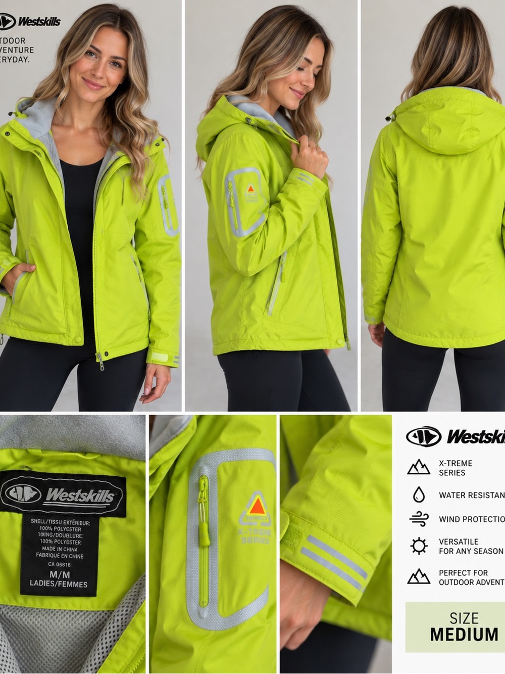 Westskills Women’s X-Treme Series Jacket Neon Lime Green Size Medium